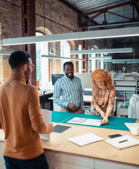 Branding team working on project